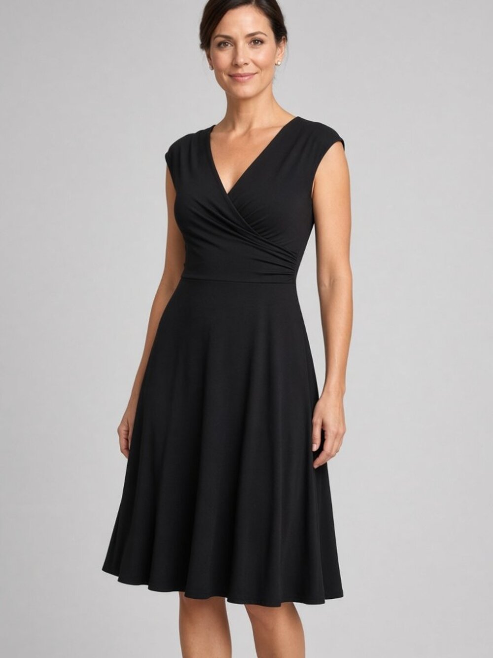 Coldwater Creek Wrap-Around Style V-Neck Dress in Black